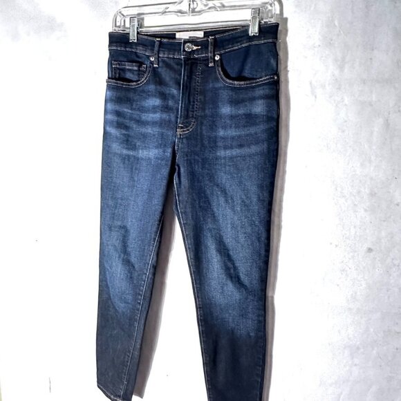 Everlane Jeans Denim Pants EUC High Rise Skinny Jeans Ankle 28 Blue Dark Stretch - Picture 2 of 7
